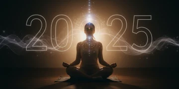 Woman meditating, receiving spiritual insight from dream interpretation in 2025.