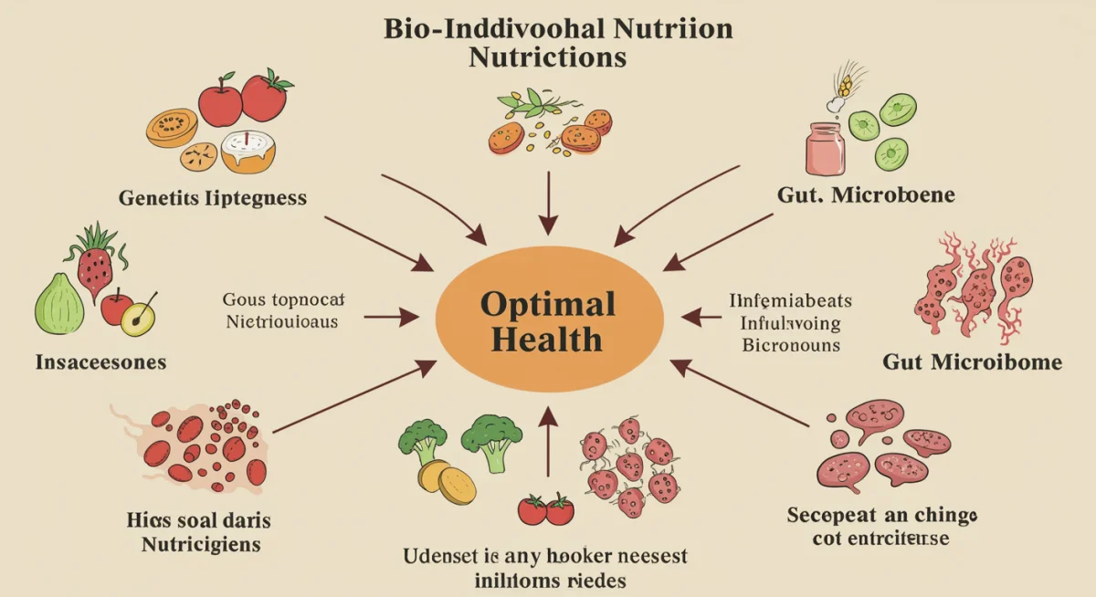 Infographic showing factors influencing bio-individual nutrition and optimal health