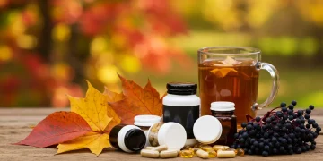 Autumn leaves and immune-boosting supplements for winter wellness