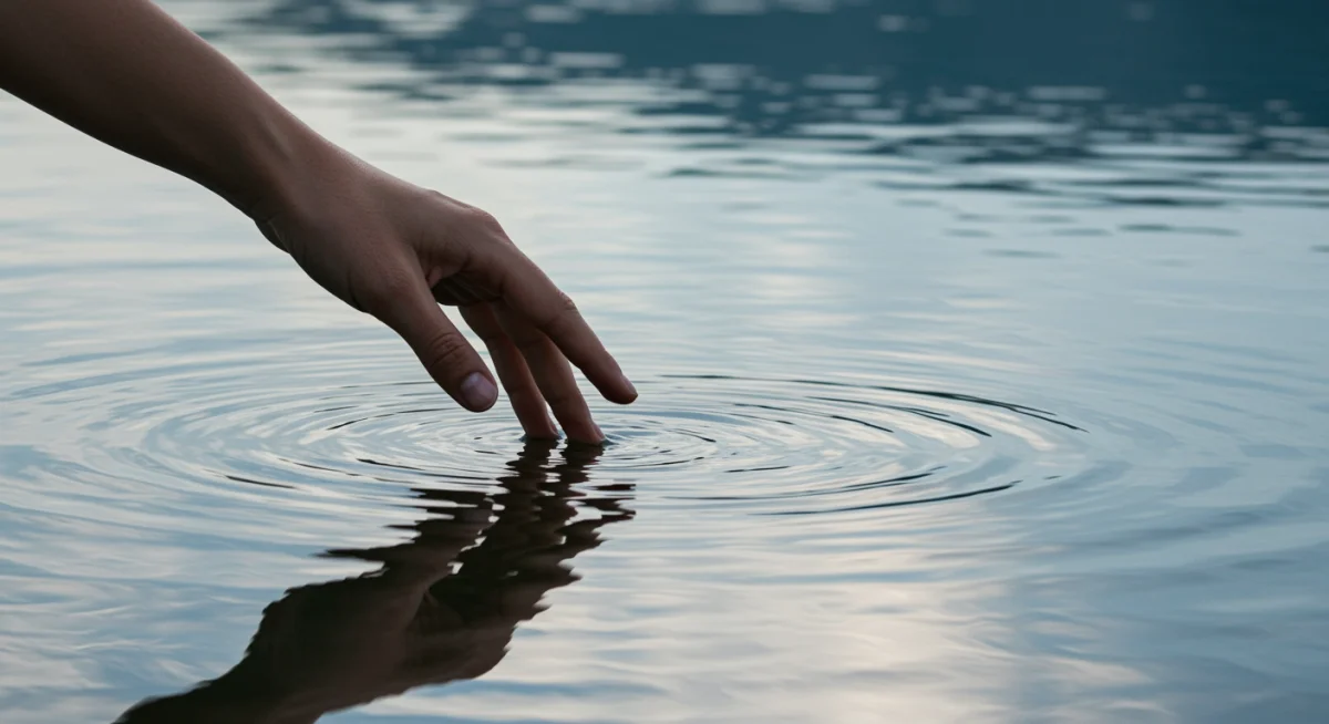 Hand touching water, symbolizing intuitive flow and deeper consciousness