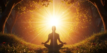 Person meditating in nature, symbolizing spiritual freedom and clarity