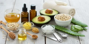 Assortment of natural ingredients for DIY skincare recipes