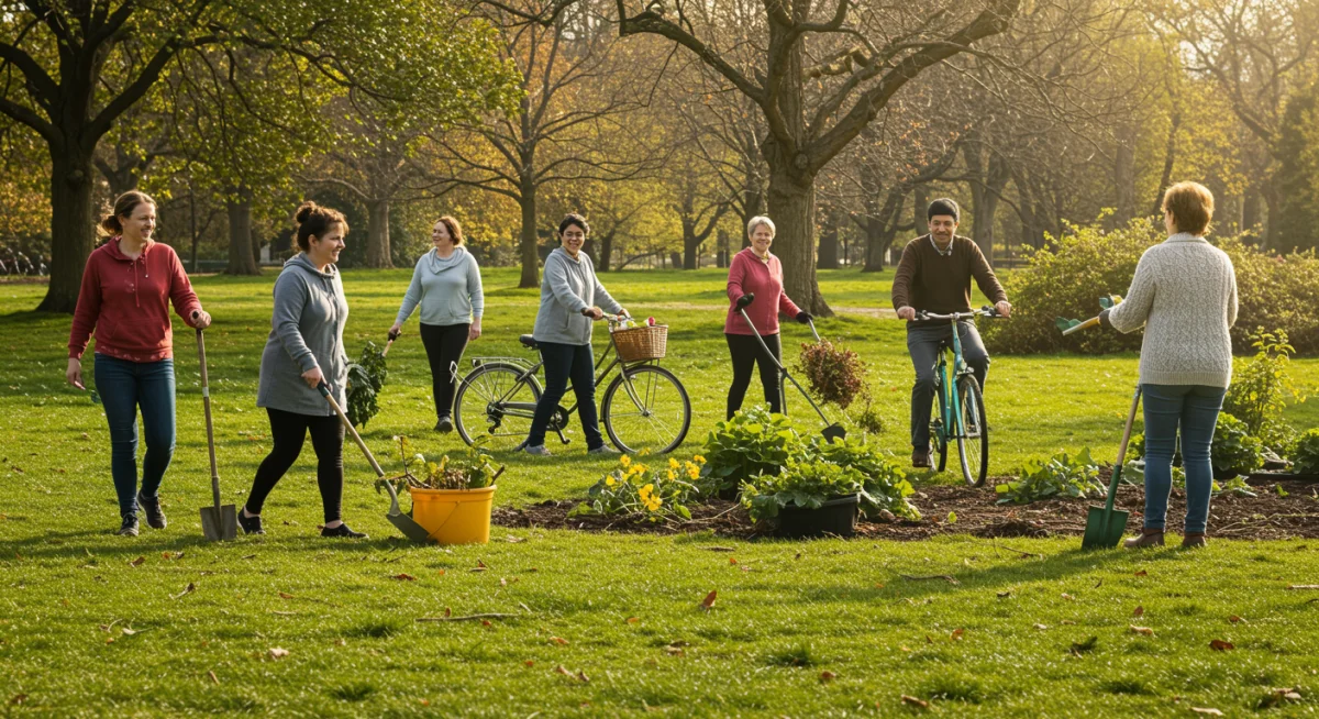 People engaging in outdoor activities for mental well-being
