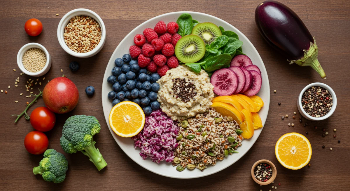 Vibrant plant-based meal for autumn detox nutrition