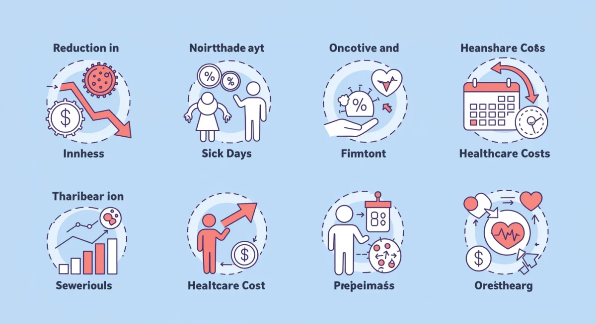 Infographic showing reduced sick days and healthcare costs due to natural remedies.