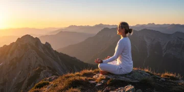Person meditating at sunrise, symbolizing spiritual resilience and inner peace.