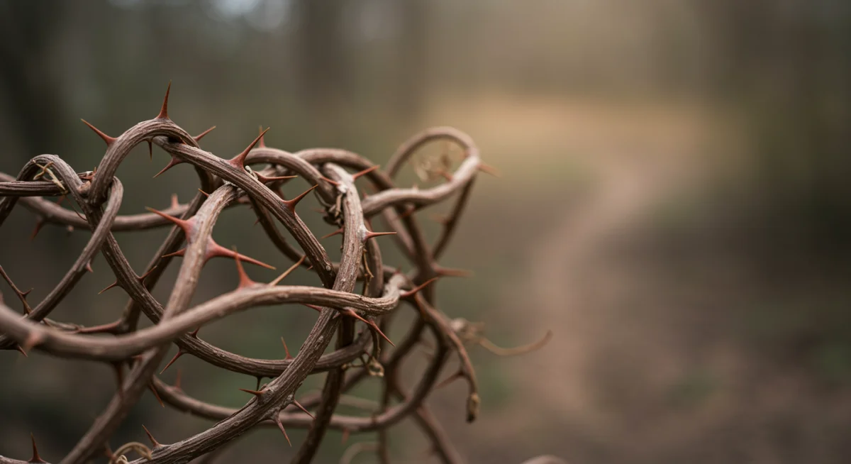 Tangled vines representing spiritual blocks and a clear path of breakthrough