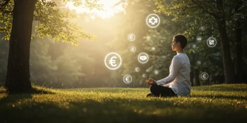 Person meditating in nature, symbolizing spiritual wellness reducing financial stress and healthcare costs.