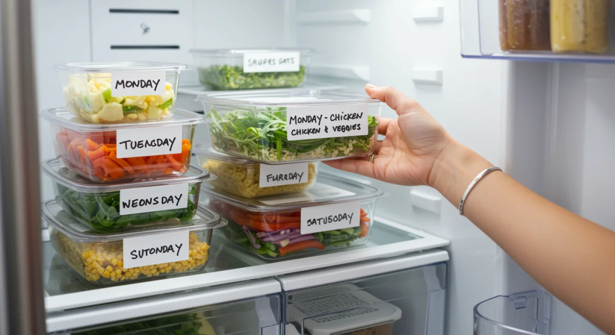 Storing prepped meals in refrigerator
