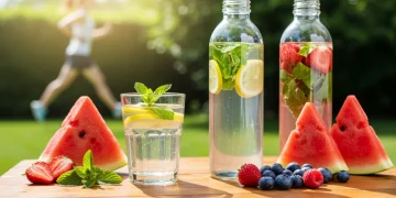 Refreshing summer drinks and fresh fruits for optimal hydration and sustained energy.