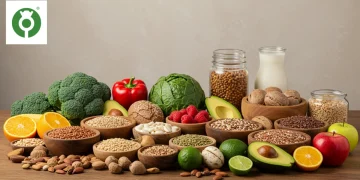 Diverse whole foods for gut health, aligning with 2026 USDA guidelines