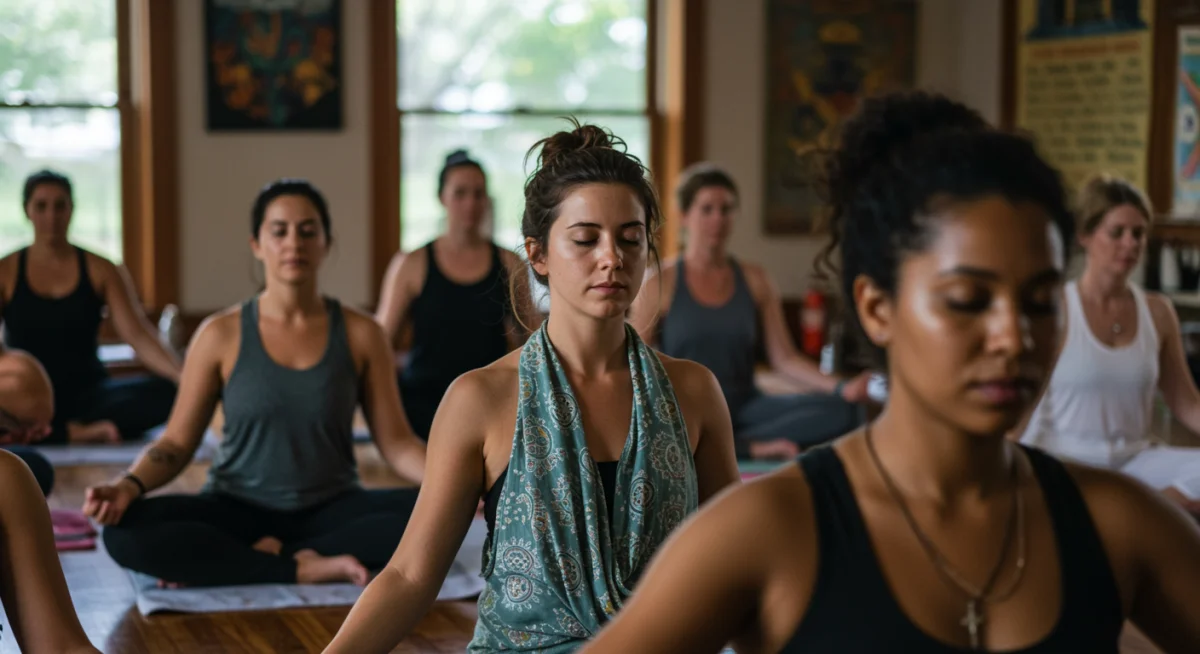 Diverse community engaging in spiritual wellness practices