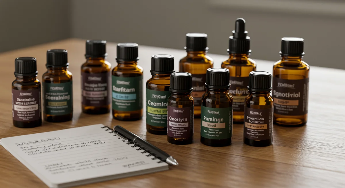 Essential oil selection and blending for personalized aromatherapy.
