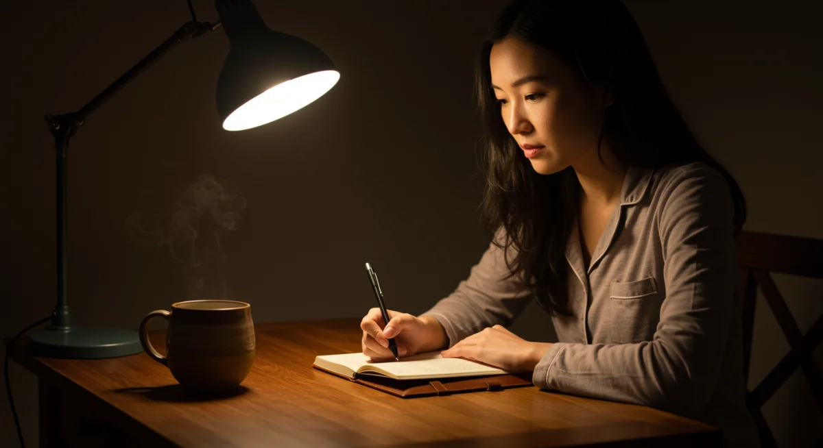 Person journaling and reflecting on life purpose