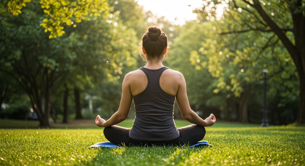 Person practicing mindfulness in nature for holistic health