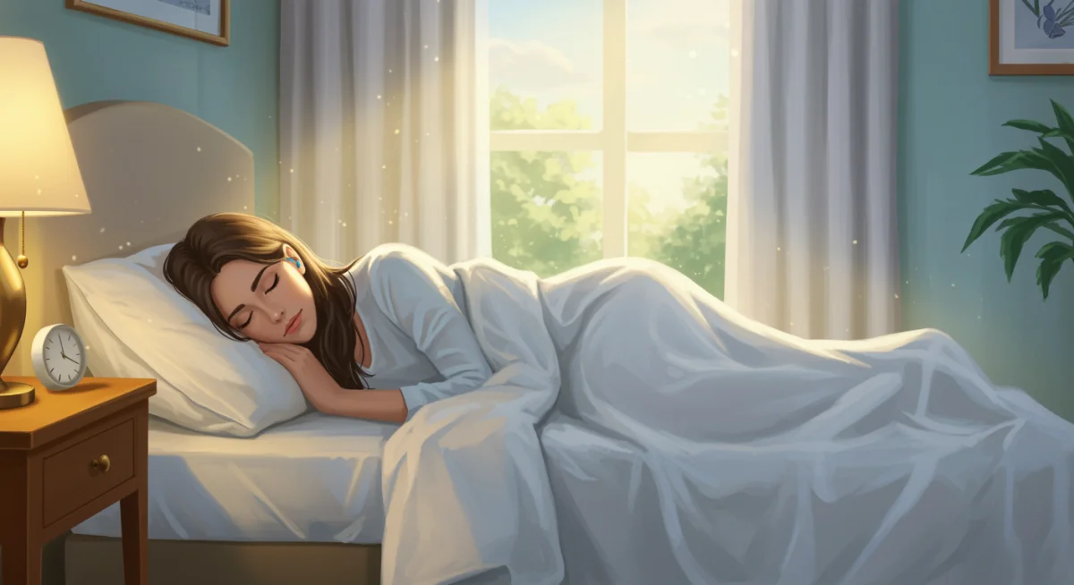 Person peacefully sleeping, representing quality rest.