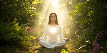 Woman meditating in nature, symbolizing spiritual path alignment