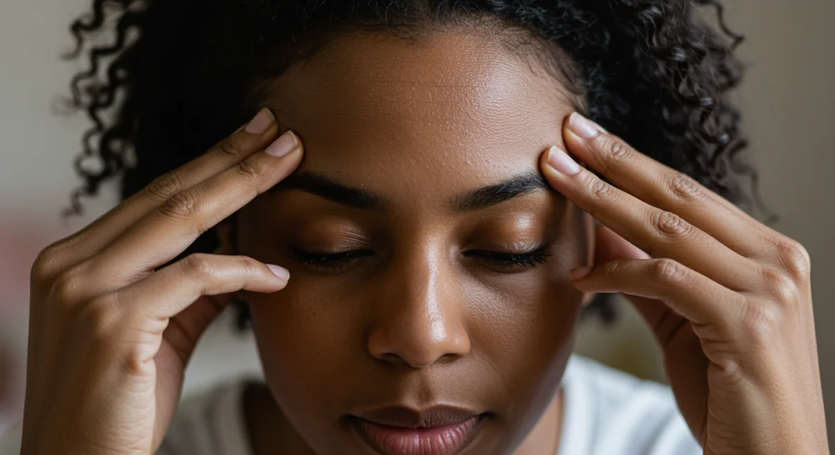 Safe topical application of diluted lavender essential oil on temples for relaxation.