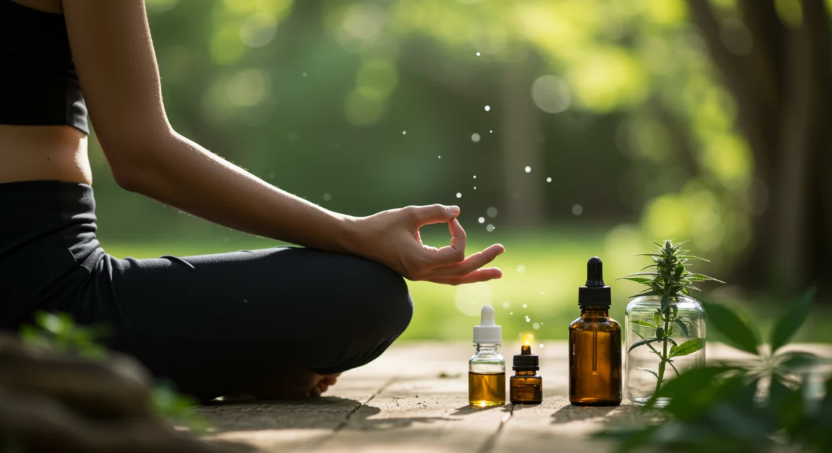 Person meditating peacefully, symbolizing stress relief and holistic well-being.