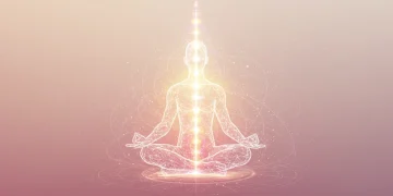 Person meditating, surrounded by glowing energy, symbolizing spiritual potential and mind-body-spirit alignment.