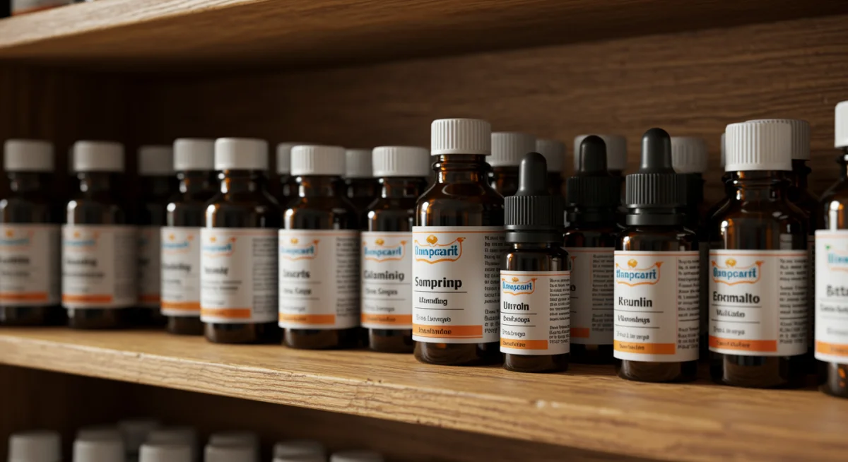 Assortment of homeopathic remedies for different ailments