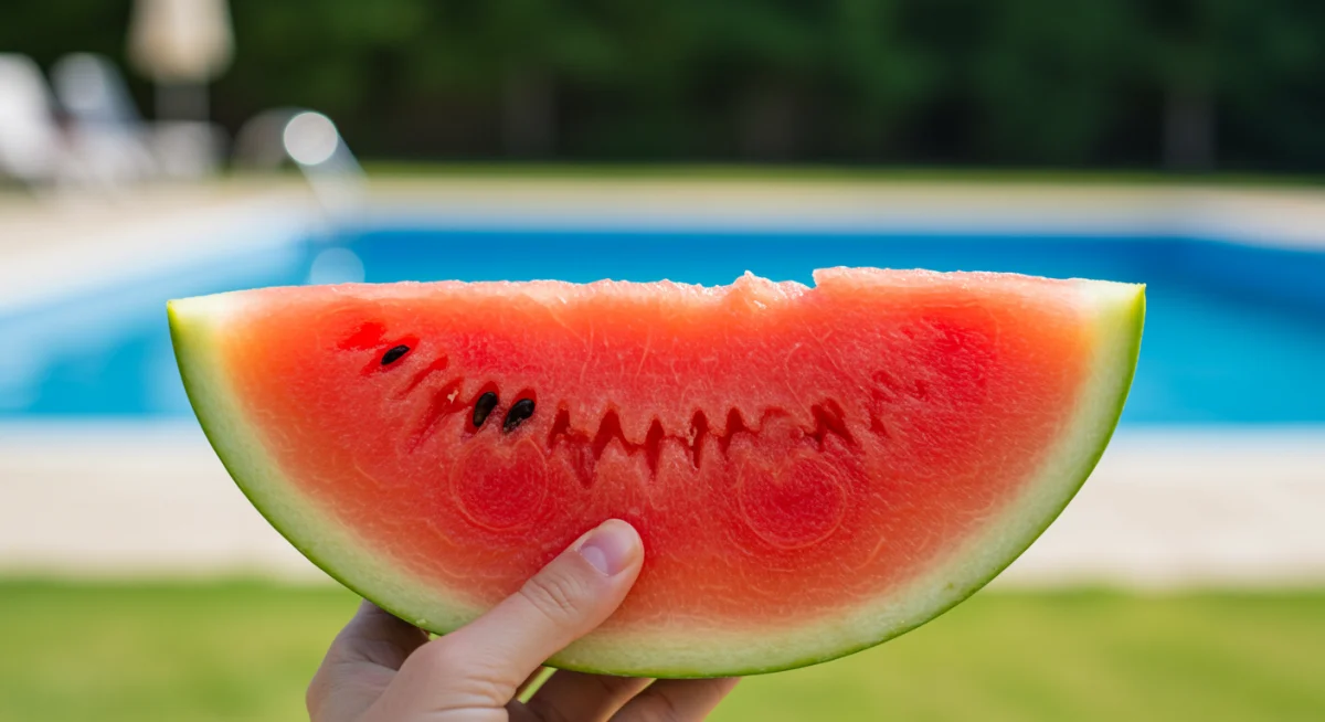 Person eating watermelon for natural hydration